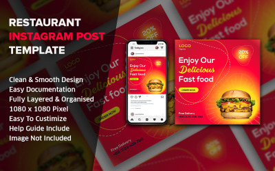 Burger gyorsétterem közösségi média poszt sablon | Instagram