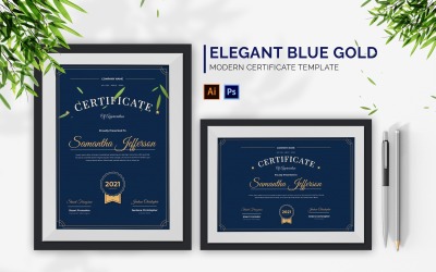Elegáns kék arany bizonyítvány
