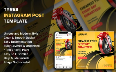 Tires Social Media Post Design Template | Instagram