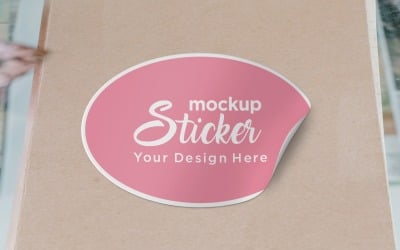 Oval Sticker Mockup Template
