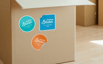 Vorlage für runde & rechteckige Aufkleber-Mockup