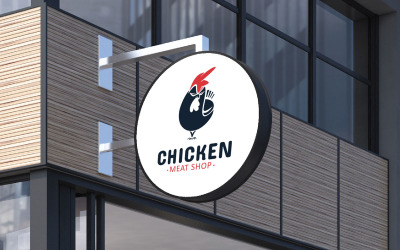 Modèle de conception de logo de magasin de viande de poulet