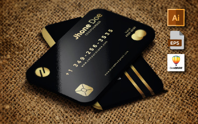 Credit Card Style Golden Black Business Card Template 01 - Corporate Identity Template