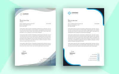 Letterhead Template Simple Design and Vector Design With Blue and Black Color