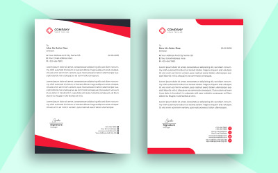 Letterhead Template Simple Design and Vector Design With Red Color