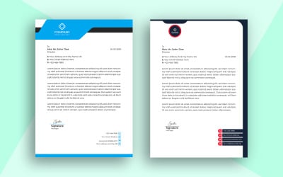 Modello di carta intestata Design semplice e design vettoriale con colore rosso e blu