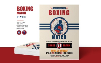 Modelo de identidade corporativa para folheto de torneio de boxe