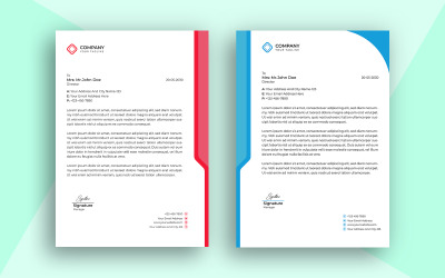 Szablon firmowy Prosty projekt i szablon wektorowy w kolorze czerwonym i niebieskim