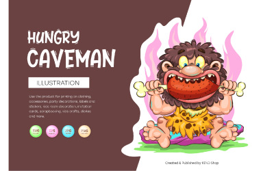 Cartoon Hungry Caveman Vector