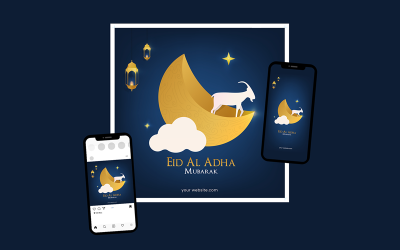 Idul Adha - szablon kartki z życzeniami odpowiedni do druku i mediów społecznościowych