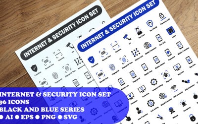 Internet And Security Icon Set template