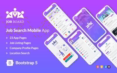 Modèle HTML d'application mobile pour le site d'emploi