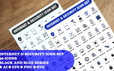 Modello di set di icone di sicurezza e Internet