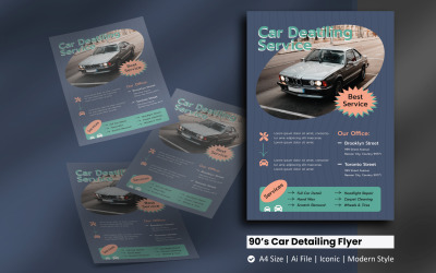 90er Jahre Autopflege Service Flyer Corporate Identity Vorlage