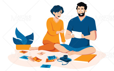 Alte Fotos Vektor-Illustration betrachten