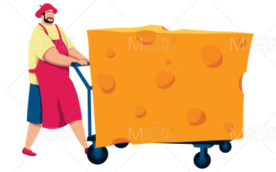 Cheesemonger portando formaggio Vector Illustration