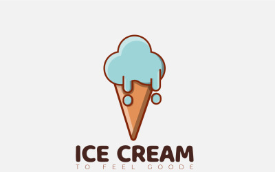 Diseño de logotipo de helado, cono de helado fresco