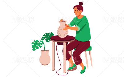 Handgjord keramikvasvektorillustration