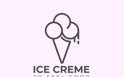 Ice Cream Minimal Logo, Vector Tasty, And Sweet Ice Cream.