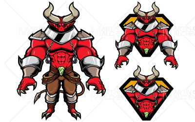 Ilustración de vector de mascota de fantasía de demonio