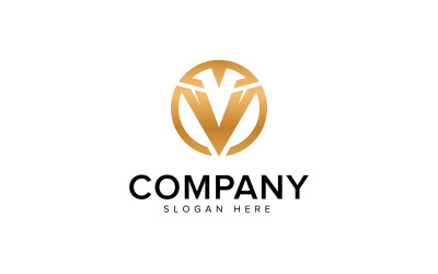 Modèle de vecteur de conception de logo de cercle de lettre V