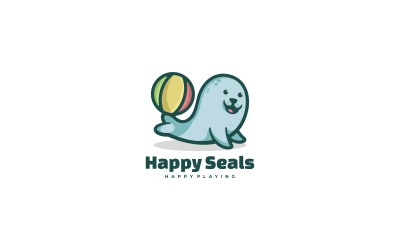 Modelo de logotipo de desenho animado Happy Seals