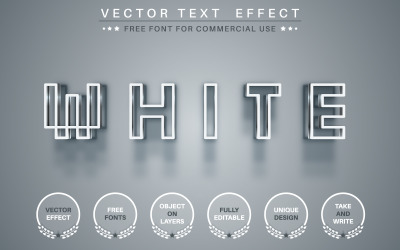 Píxel blanco: efecto de texto editable, estilo de fuente, ilustración gráfica