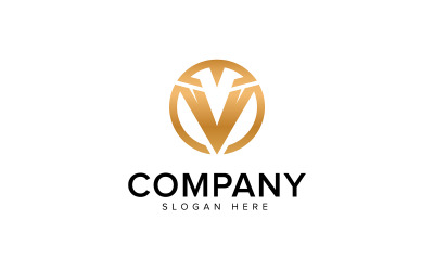 V Letter Circle Logo Design Vector Template