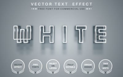 Vit pixel - redigerbar texteffekt, teckensnittsstil, grafikillustration