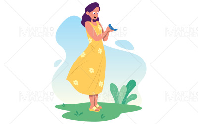 Vogel in der Hand-Vektor-Illustration