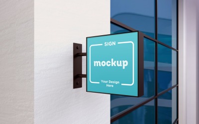 Mockup-sjabloon voor vierkante wandmontage voor gevelbewegwijzering