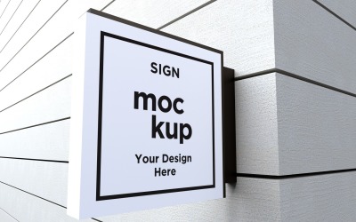 Mockup-sjabloon voor wandmontage, vierkante bewegwijzering