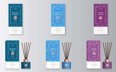 Modèle d'étiquettes abstraites de paquet de parfum - maquette de produit vectoriel