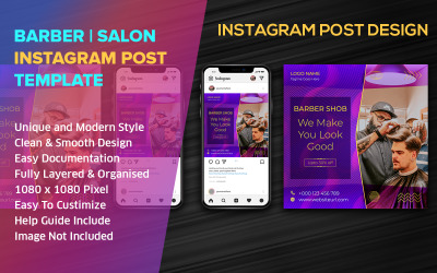 Modello di Instagram per post di social media del negozio di barbiere