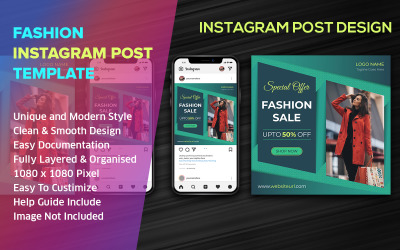 Plantilla de Instagram de diseño de publicación de redes sociales de moda
