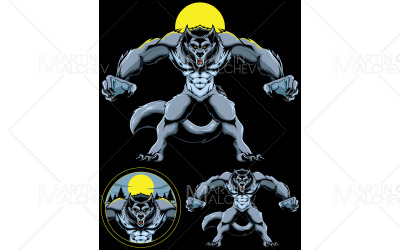 Werwolf-Fantasie-Maskottchen-Vektor-Illustration