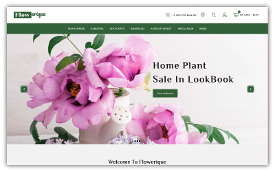 Flowerique - Növénybolt Opencart téma