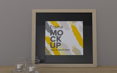 Två ramar Mockup med bok och vaser på hyllan