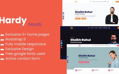 Hardy Portfolio Bootstrap HTML-målsidesmall.