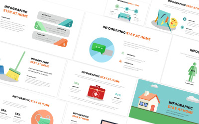 Modèle de présentation d'infographie pour rester à la maison