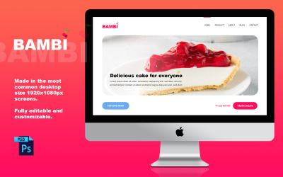 Plantilla PSD de diseño de sitio web de pastelería