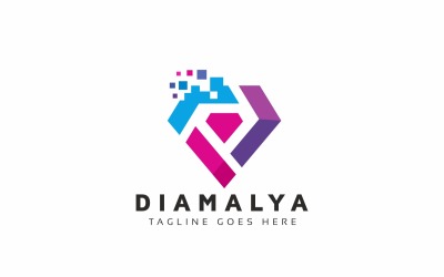 Modello di logo Pixel Tech Diamond
