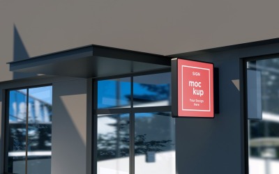 Modello di mockup di cartelloni pubblicitari per segnaletica da parete quadrata wall