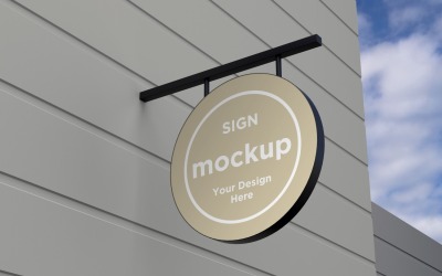 Modelo de maquete de sinalização arredondada para montagem em parede