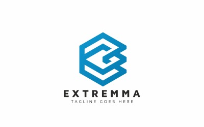 Plantilla de logotipo de letra E hexagonal