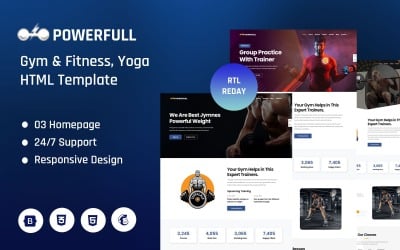 Powerful - Gym &amp;amp; Fitness HTML5 Landing Page Theme