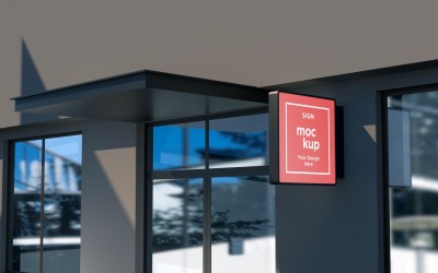 Square wall Mount Signage Billboard Mockup Template