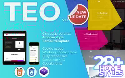 Teo - Személyes portfólió érzékeny Bootstrap 4 céloldal sablon