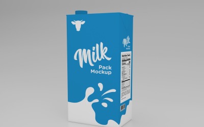 Bir Litrelik Süt Paketi Paketleme Mockup Şablonu