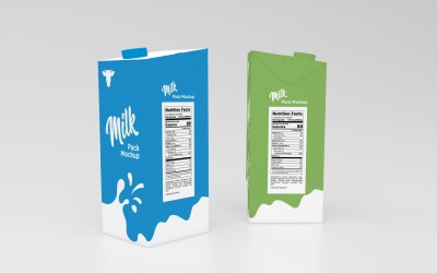 3D-Zwei-Milch-Pack-Verpackungsvorlage für einen 1-Liter-Karton-Mockup